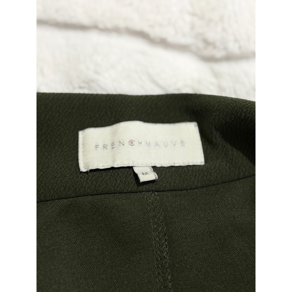 Olive Green Draped Blazer Cardigan M French Mauve Quiet Luxury Office Siren - Picture 7 of 9